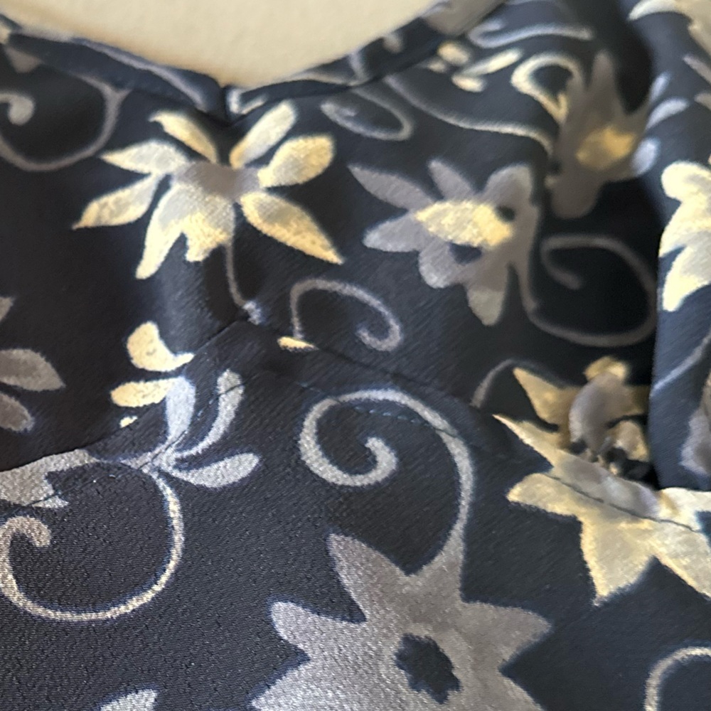 Iz Byer Navy Floral Midi Dress size 3 1990’s vintage zipper back. Excellent - Picture 3 of 11